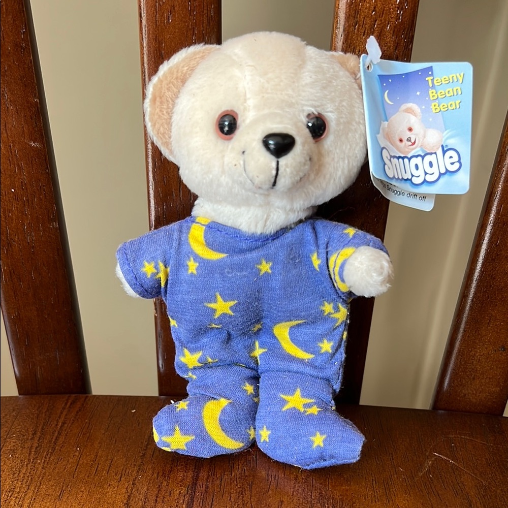 Snuggle Teeny Bean Bear - Blue and Yellow Lever Bros promotional item nearly VTG